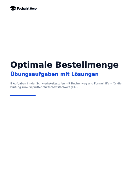 Deckblatt des Beispiel-PDFs Optimale Bestellmenge Übungsaufgaben mit Lösungen